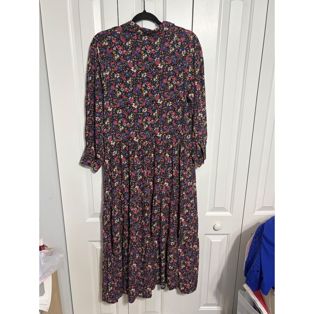 Natural Life Floral Shirt Dress Boho Multi-Color Pockets Medium Cottagecore - Picture 7 of 8